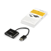 Picture of StarTech.com DisplayPort to HDMI VGA Adapter - DisplayPort 1.2 HBR2 to HDMI 2.0 (4K 60Hz) or VGA 1080p Converter Dongle - DP to HDMI or VGA Monitor Adapter - Digital Video Display Adapter