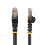 Picture of StarTech.com 0.50m CAT6a Ethernet Cable - 10 Gigabit Shielded Snagless RJ45 100W PoE Patch Cord - 10GbE STP Network Cable w/Strain Relief - Black Fluke Tested/Wiring is UL Certified/TIA