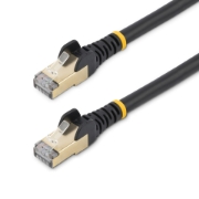 Picture of StarTech.com 0.50m CAT6a Ethernet Cable - 10 Gigabit Shielded Snagless RJ45 100W PoE Patch Cord - 10GbE STP Network Cable w/Strain Relief - Black Fluke Tested/Wiring is UL Certified/TIA
