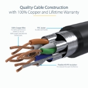 Picture of StarTech.com 0.50m CAT6a Ethernet Cable - 10 Gigabit Shielded Snagless RJ45 100W PoE Patch Cord - 10GbE STP Network Cable w/Strain Relief - Black Fluke Tested/Wiring is UL Certified/TIA