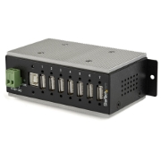 Picture of StarTech.com 7-Port USB 2.0 Hub - Metal Industrial USB-A Hub with ESD & 350W Surge Protection - Extended Operating Temp -40 to 185°F - Din Rail/Wall/Desk Mountable - USB Expander Hub