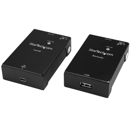 Picture of StarTech.com USB 2.0 Extender over Cat5e/Cat6 Cable (RJ45) - Up to 165ft (50m) - High Speed USB Port Extender Adapter Kit - Powered - USB over Ethernet Cable Extender - 480Mbps - Metal