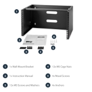 Picture of StarTech.com 6U Wall Mount Network Rack - 14 Inch Deep (Low Profile) - 19" Patch Panel Bracket for Shallow Server and IT Equipment, Network Switches - 44lbs/20kg Weight Capacity, Black