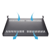 Picture of StarTech.com 1U Server Rack Shelf - Universal Vented Rack Mount Cantilever Tray for 19" Network Equipment Rack & Cabinet - Heavy Duty Steel – Weight Capacity 44lb/20kg - 16" Deep Shelf, Black
