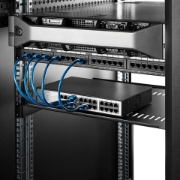 Picture of StarTech.com 1U Server Rack Shelf - Universal Vented Rack Mount Cantilever Tray for 19" Network Equipment Rack & Cabinet - Heavy Duty Steel – Weight Capacity 44lb/20kg - 16" Deep Shelf, Black