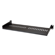 Picture of StarTech.com 1U Server Rack Shelf - Universal Vented Rack Mount Cantilever Tray for 19" Network Equipment Rack & Cabinet - Heavy Duty Steel – Weight Capacity 44lb/20kg - 7" Deep Shelf, Black