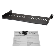 Picture of StarTech.com 1U Server Rack Shelf - Universal Vented Rack Mount Cantilever Tray for 19" Network Equipment Rack & Cabinet - Heavy Duty Steel – Weight Capacity 44lb/20kg - 7" Deep Shelf, Black