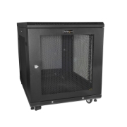 Picture of StarTech.com 4-Post 12U Server Rack Cabinet, Lockable 19" Data Rack Cabinet for Computer / AV / IT Equipment, Office / Home Network Rack with Casters & Adjustable Mounting Rails
