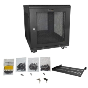 Picture of StarTech.com 4-Post 12U Server Rack Cabinet, Lockable 19" Data Rack Cabinet for Computer / AV / IT Equipment, Office / Home Network Rack with Casters & Adjustable Mounting Rails