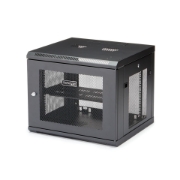 Picture of StarTech.com 4-Post 9U Wall Mount Network Cabinet with 1U Shelf, 19" Wall-Mounted Server Rack for Data / AV / Electronics / Computer Equipment, Small Vented Rack Enclosure