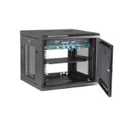 Picture of StarTech.com 4-Post 9U Wall Mount Network Cabinet with 1U Shelf, 19" Wall-Mounted Server Rack for Data / AV / Electronics / Computer Equipment, Small Vented Rack Enclosure