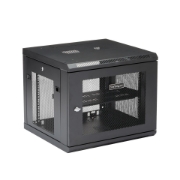 Picture of StarTech.com 4-Post 9U Wall Mount Network Cabinet with 1U Shelf, 19" Wall-Mounted Server Rack for Data / AV / Electronics / Computer Equipment, Small Vented Rack Enclosure