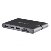 Picture of StarTech.com USB C Multiport Adapter - USB Type-C Mini Dock with HDMI 4K or VGA 1080p Video - 100W Power Delivery Passthrough, 3-port USB 3.0 Hub, GbE, SD & MicroSD - Laptop Travel Dock