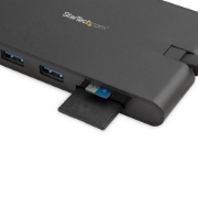 Picture of StarTech.com USB C Multiport Adapter - USB Type-C Mini Dock with HDMI 4K or VGA 1080p Video - 100W Power Delivery Passthrough, 3-port USB 3.0 Hub, GbE, SD & MicroSD - Laptop Travel Dock