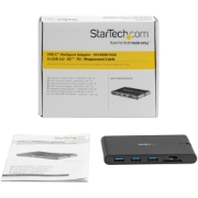 Picture of StarTech.com USB C Multiport Adapter - USB Type-C Mini Dock with HDMI 4K or VGA 1080p Video - 100W Power Delivery Passthrough, 3-port USB 3.0 Hub, GbE, SD & MicroSD - Laptop Travel Dock