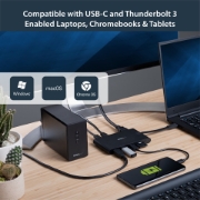 Picture of StarTech.com USB C Multiport Adapter - USB Type-C Mini Dock with HDMI 4K or VGA 1080p Video - 100W Power Delivery Passthrough, 3-port USB 3.0 Hub, GbE, SD & MicroSD - Laptop Travel Dock