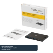 Picture of StarTech.com USB C Multiport Adapter - USB Type-C Mini Dock with HDMI 4K or VGA 1080p Video - 100W Power Delivery Passthrough, 3-port USB 3.0 Hub, GbE, SD & MicroSD - Laptop Travel Dock