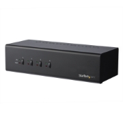 Picture of StarTech.com 4 Port Dual Monitor Dual Link DVI KVM Switch 1440p - Dual Screen/View/Display Compact USB KVM Switch w/Integrated USB 3.0 Hub & Audio - Dell HP Apple Lenovo TAA Compliant