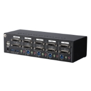 Picture of StarTech.com 4 Port Dual Monitor Dual Link DVI KVM Switch 1440p - Dual Screen/View/Display Compact USB KVM Switch w/Integrated USB 3.0 Hub & Audio - Dell HP Apple Lenovo TAA Compliant