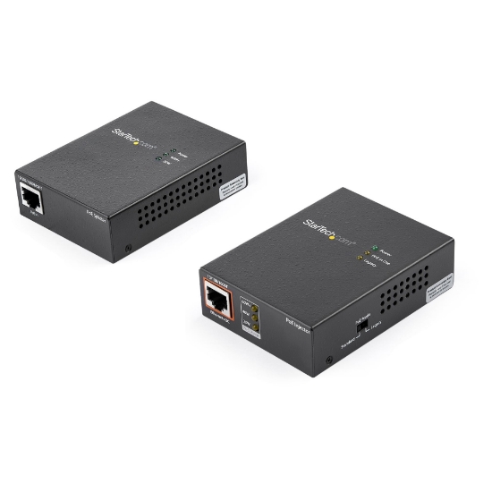 Picture of StarTech.com 1 Port Gigabit PoE Injector & Splitter Kit - 60W High Power over Ethernet Injector 100m/12-24V DC Splitter 802.3bt Midspan Single Port Ultra PoE LAN/RJ45 Security/Monitoring