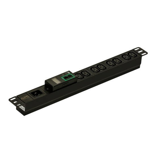 Picture of APC Easy Rack PDU, Metered, 1U, 1 Phase, 3.7kW, 230V, 16A, 8 x C13 outlets, IEC60320 C20 inlet