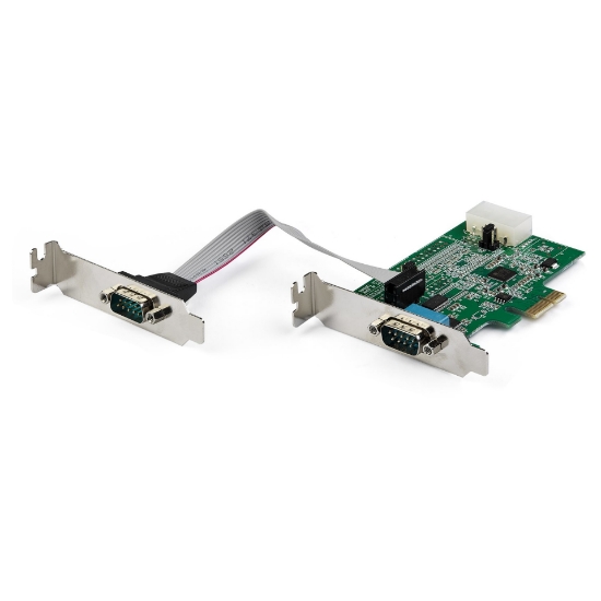 Picture of StarTech.com 2-port PCI Express RS232 Serial Adapter Card - PCIe RS232 Serial Host Controller Card - PCIe to Serial DB9 - 16950 UART - Low Profile Expansion Card - Windows & Linux