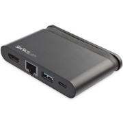 Picture of StarTech.com USB C Multiport Adapter - Portable USB-C Dock with 4K HDMI - 100W PD 3.0 Pass-Through, 1x USB-A, 1x USB-C, GbE - Thunderbolt 3 & USB Type-C Laptop Travel Dock - Mac & Windows