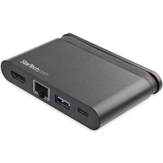 Picture of StarTech.com USB C Multiport Adapter - Portable USB-C Dock with 4K HDMI - 100W PD 3.0 Pass-Through, 1x USB-A, 1x USB-C, GbE - Thunderbolt 3 & USB Type-C Laptop Travel Dock - Mac & Windows
