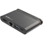 Picture of StarTech.com USB C Multiport Adapter - Portable USB-C Dock with 4K HDMI - 100W PD 3.0 Pass-Through, 1x USB-A, 1x USB-C, GbE - Thunderbolt 3 & USB Type-C Laptop Travel Dock - Mac & Windows