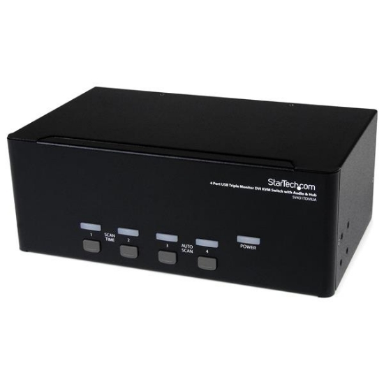 Picture of StarTech.com 4 Port Triple Monitor DVI USB KVM Switch with Audio & USB 2.0 Hub
