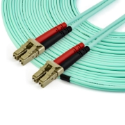 Picture of StarTech.com 15m (50ft) LC/UPC to LC/UPC OM3 Multimode Fiber Optic Cable, Full Duplex 50/125µm Zipcord Fiber Cable, 100G, Low Insertion Loss, LSZH Fiber Jumper Cord