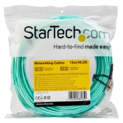 Picture of StarTech.com 15m (50ft) LC/UPC to LC/UPC OM3 Multimode Fiber Optic Cable, Full Duplex 50/125µm Zipcord Fiber Cable, 100G, Low Insertion Loss, LSZH Fiber Jumper Cord