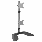 Picture of StarTech.com Vertical Dual Monitor Stand - Ergonomic Desktop Stacked Two Monitor Stand up to 27 inch VESA Mount Displays - Free Standing Universal Monitor Mount - Height Adjustable - Silver