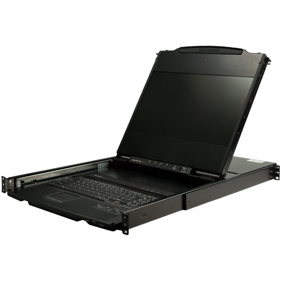 Picture of StarTech.com Dual Rail Rackmount KVM Console HD 1080p - Single Port DVI/VGA KVM w/17" LCD Monitor for Server Rack - Fully Featured 1U LCD KVM Drawer w/Cables - USB Support - 44230 MTBF