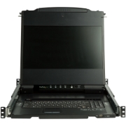 Picture of StarTech.com Dual Rail Rackmount KVM Console HD 1080p - Single Port DVI/VGA KVM w/17" LCD Monitor for Server Rack - Fully Featured 1U LCD KVM Drawer w/Cables - USB Support - 44230 MTBF