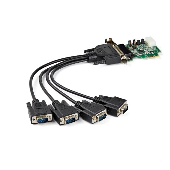 Picture of StarTech.com 4-port PCI Express RS232 Serial Adapter Card - PCIe RS232 Serial Host Controller Card - PCIe to Serial DB9 - 16950 UART - Low Profile Expansion Card - Windows/Linux - TAA