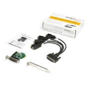 Picture of StarTech.com 4-port PCI Express RS232 Serial Adapter Card - PCIe RS232 Serial Host Controller Card - PCIe to Serial DB9 - 16950 UART - Low Profile Expansion Card - Windows/Linux - TAA