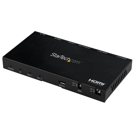 Picture of StarTech.com 2-Port HDMI Splitter (1x2) - 4K 60Hz UHD HDMI 2.0 Audio Video Splitter w/ Scaler & Audio Extractor (3.5mm/SPDIF) - Dual HDMI Splitter (1-In 2-Out) - EDID Copy - TV/Projector