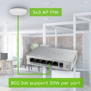 Picture of Zyxel GS1005HP Unmanaged Gigabit Ethernet (10/100/1000) Power over Ethernet (PoE) Silver