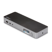 Picture of StarTech.com Universal Laptop Docking Station, Hybrid USB-C & USB-A Dock, Dual 4K DP & HDMI, 60W PD, Mac / Windows / Chrome OS, 4x USB 5Gbps Hub, GbE