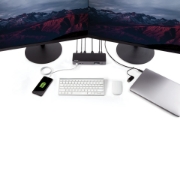 Picture of StarTech.com Universal Laptop Docking Station, Hybrid USB-C & USB-A Dock, Dual 4K DP & HDMI, 60W PD, Mac / Windows / Chrome OS, 4x USB 5Gbps Hub, GbE