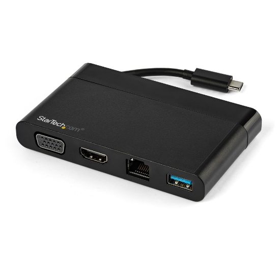 Picture of StarTech.com USB C Multiport Adapter with HDMI, VGA, Gigabit Ethernet & USB 3.0 - USB C to 4K HDMI or 1080p VGA Display Mini Dock Hub - USB Type-C Travel Docking Station for USB-C Laptops