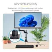 Picture of StarTech.com Desk Mount Monitor Arm with 2x USB 3.0 ports - Pole Mount Full Motion Single Arm Monitor Mount for up to 34" VESA Display - Ergonomic Articulating Arm - Desk Clamp/Grommet