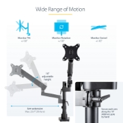 Picture of StarTech.com Desk Mount Monitor Arm with 2x USB 3.0 ports - Pole Mount Full Motion Single Arm Monitor Mount for up to 34" VESA Display - Ergonomic Articulating Arm - Desk Clamp/Grommet