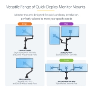 Picture of StarTech.com Desk Mount Monitor Arm with 2x USB 3.0 ports - Pole Mount Full Motion Single Arm Monitor Mount for up to 34" VESA Display - Ergonomic Articulating Arm - Desk Clamp/Grommet