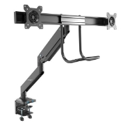 Picture of StarTech.com Desk Mount Dual Monitor Arm with USB & Audio - Slim Full Motion Adjustable Dual Monitor VESA Mount for up to 32" Displays - Ergonomic Articulating - C-Clamp/Grommet