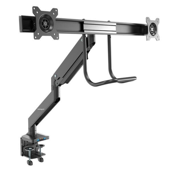 Picture of StarTech.com Desk Mount Dual Monitor Arm with USB & Audio - Slim Full Motion Adjustable Dual Monitor VESA Mount for up to 32" Displays - Ergonomic Articulating - C-Clamp/Grommet
