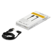 Picture of StarTech.com 3ft (1m) Durable USB A to Lightning Cable - Black 90° Right Angled Heavy Duty Rugged Aramid Fiber USB Type A to Lightning Charging/Sync Cord - Apple MFi Certified - iPhone
