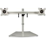 Picture of StarTech.com Dual Monitor Stand - Ergonomic Free Standing Dual Monitor Desktop Stand for two 24" VESA Mount Displays - Synchronized Height Adjustable - Double Monitor Pole Mount - Silver