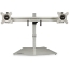 Picture of StarTech.com Dual Monitor Stand - Ergonomic Free Standing Dual Monitor Desktop Stand for two 24" VESA Mount Displays - Synchronized Height Adjustable - Double Monitor Pole Mount - Silver